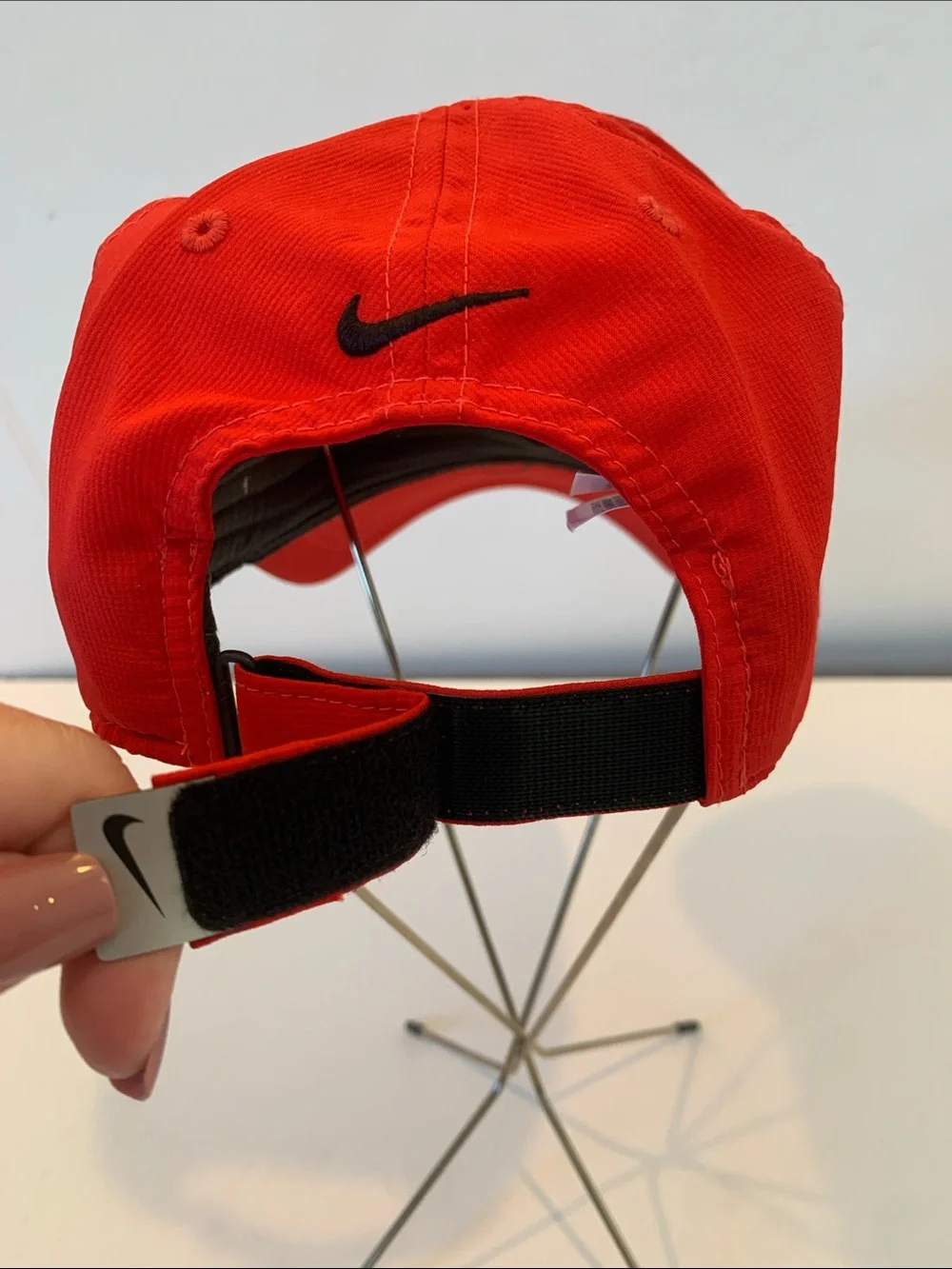 Nike Dri-Fit Adjustable Toddler Kids Red Baseball Cap Hat with Black Swoosh